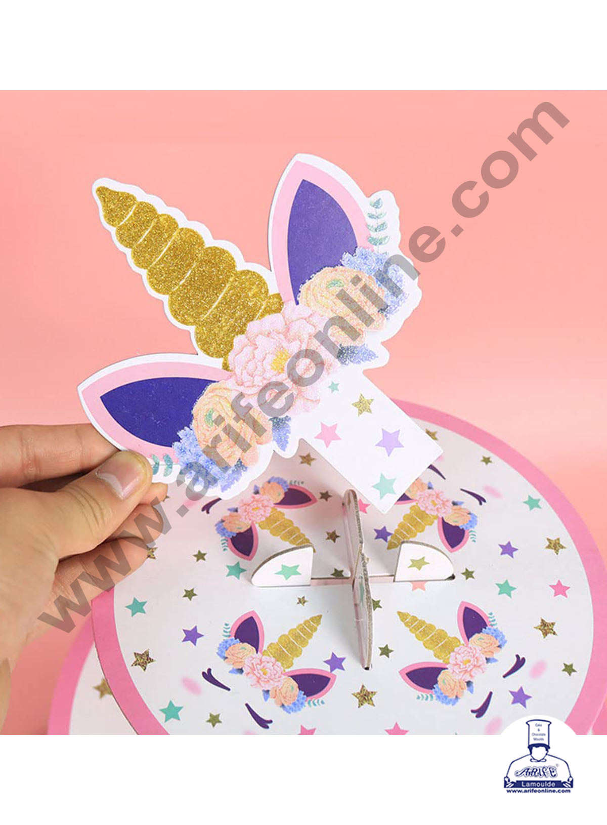 3-Tier Unicorn Cardboard Cupcake Stand (MOQ 12 PCS)