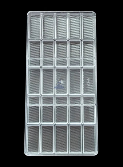 Regular Bakers 25-Cavity Polycarbonate Rectangle with Stripes Chocolate Mold |SBPS-129|1 Piece|  (MOQ 12 PCS) (ADD)