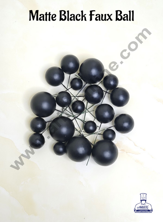 Matte Black Faux Ball Topper For Cake and Cupcake Decoration - 20 pcs Pack  (MOQ 300 PACKET 1 CRTN) (IM)