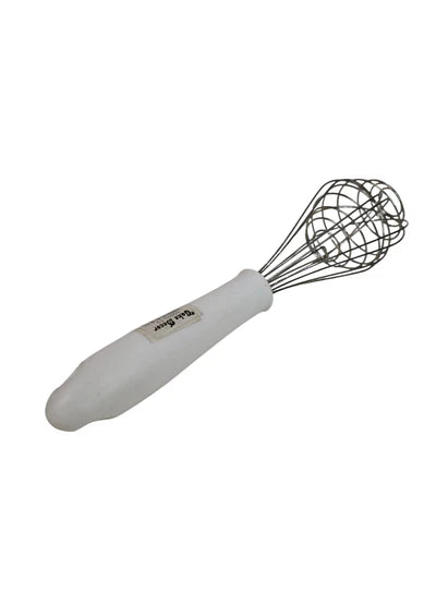 12 inch Stainless Steel Balloon Whisk | Plastic Hand Blender Egg Beater for Whisking & Baking - White (SBAC-50803-13-W) (OD)
