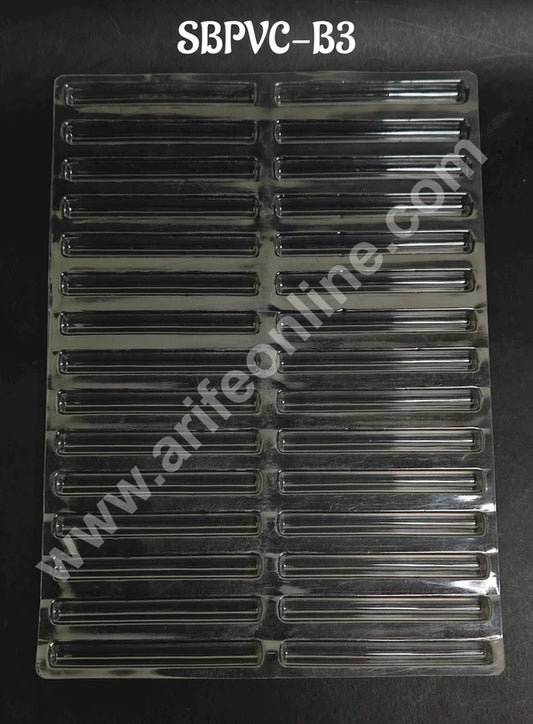 Clear Plastic PVC Cylindrical Stick Chocolate Mould – 30 Cavity | Long Stick Shape Polycarbonate Mold (MOQ 50 PCS) (RE)