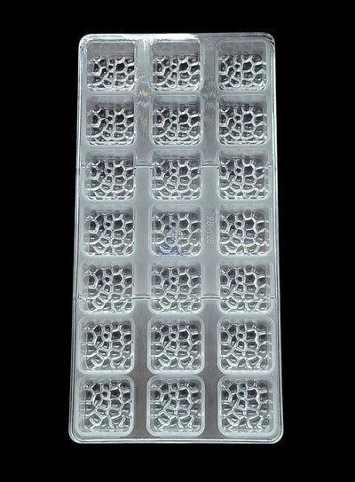 Regular Bakers 21-Cavity Polycarbonate Honeycomb Square Chocolate Mold |SBPS-125|1 Piece  (MOQ 12 PCS) (ADD)