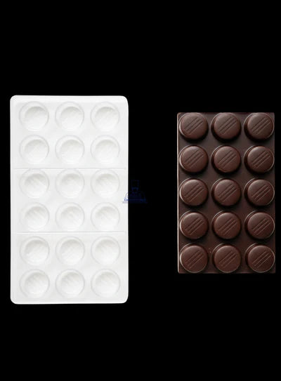 Regular Bakers 21-Cavity Polycarbonate Slanted Line/Groove Round Chocolate Mold |SBPS-77|1 Piece|  (MOQ 12 PCS) (ADD)