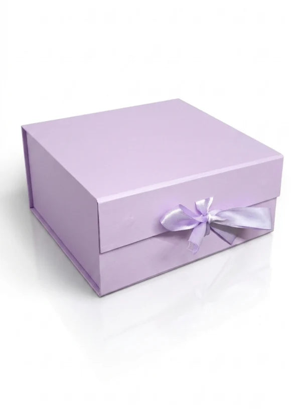 Big Collapsible Gift Hamper Box With Ribbon - Lilac (12x10x4 Inch) | 1 Pc | Foldable Reusable Magnetic Gift Packaging Box (SBBX-CHB-B-L) - (MOQ 50 PCS)