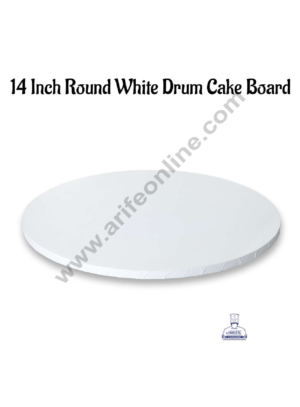 White Round Drum Cake Board Cake Base - 14 inch (MOQ 50 PCS) (OD)