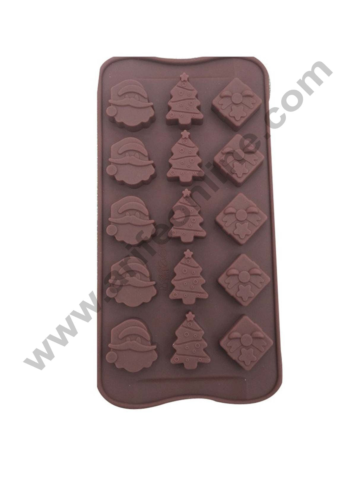 Silicon 15 Cavity Christmas Design Brown Chocolate Mould, Ice Mould, Chocolate Decorating Mould  (MOQ 12 PCS)