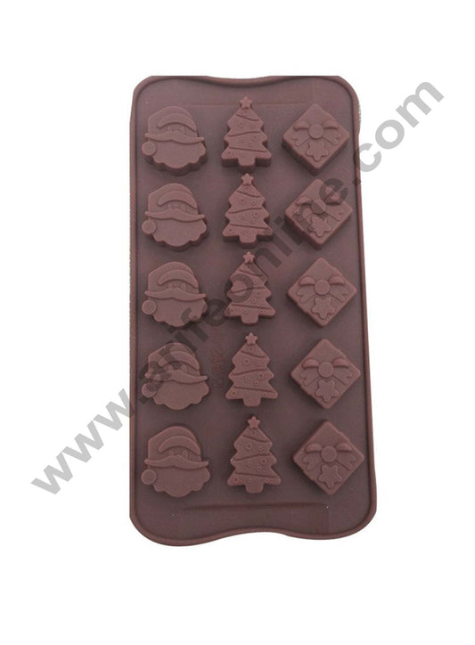 Silicon 15 Cavity Christmas Design Brown Chocolate Mould, Ice Mould, Chocolate Decorating Mould  (MOQ 12 PCS)