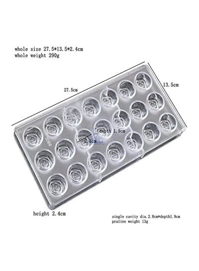 Regular Bakers 21-Cavity Polycarbonate Rose Flower Chocolate Mold |SBPS-32|1 Piece| (MOQ 12 PCS) (ADD)