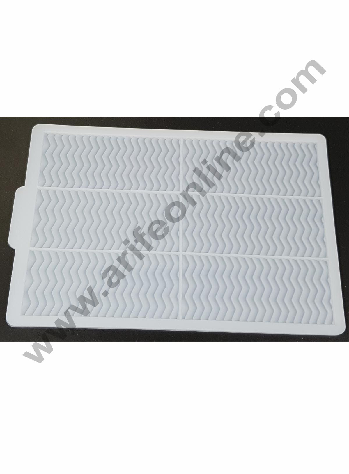 Cake Decor Silicon 6 in 1 Rectangle Wave Shape Chocolate Garnishing Mould Cake Insert Decoration Mould