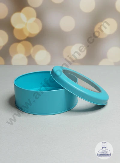 Dream Tin with Window (IMP) | Dream Cake Tin | Torte cake | Cookie |Blue|13.5 cm x 5 cm|Big (OD)