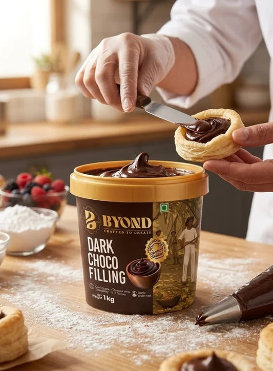 BYOND Dark Choco Filling | Ready-to-Use Chocolate Filling for Cakes, Pastries & Desserts (1 Kg) (Beyond-DCF)