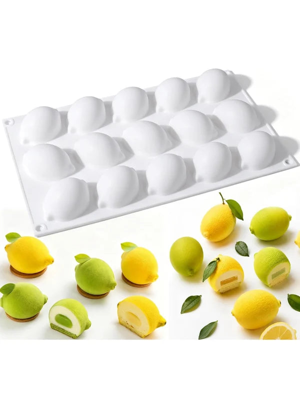 15 Cavity Lemon Shape Silicone Mould | Lemon Mousse, Chocolate, Cake & Dessert Baking Mould (SBSM-LBM1273) - (MOQ 12 PCS) (AIE)