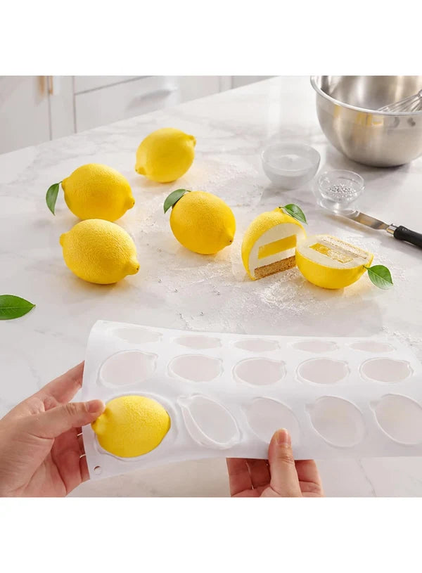 15 Cavity Lemon Shape Silicone Mould | Lemon Mousse, Chocolate, Cake & Dessert Baking Mould (SBSM-LBM1273) - (MOQ 12 PCS) (AIE)