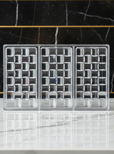 Heavy Bakers 3 Cavity Polycarbonate Geometric/Quilted Chocolate Bar Mold |SBPS-65|1 Piece|  (MOQ 12 PCS) (AED)
