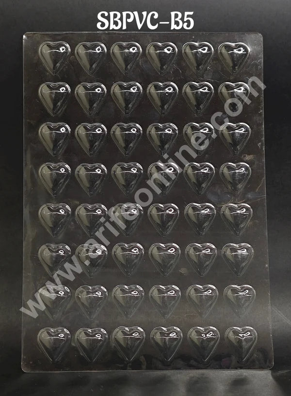 Clear Plastic PVC Heart Shape Chocolate Mould – 48 Cavity | Heart Shape Polycarbonate Mold (MOQ 50 PCS) (RE)