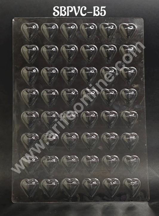 Clear Plastic PVC Heart Shape Chocolate Mould – 48 Cavity | Heart Shape Polycarbonate Mold (MOQ 50 PCS) (RE)