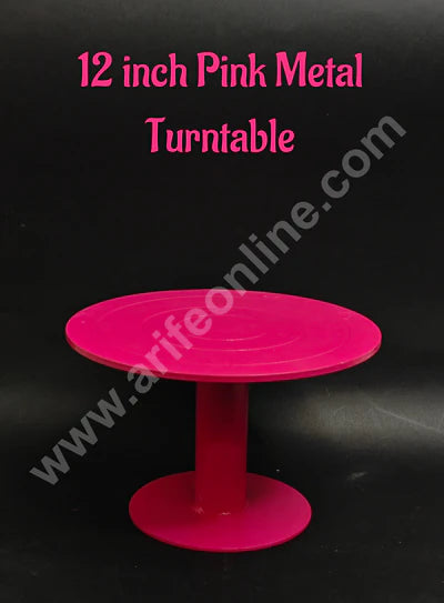 360° Rotating Pink Metal Turntable Cake Turntable (12 Inch) - Heavy - (ADDD)