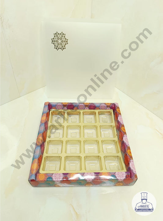 16 Cavity Traditional Design Chocolate Box with Sliding Cover & Cavity ( 10 Piece Pack ) - Multicolor
