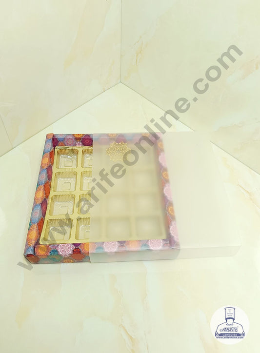 16 Cavity Traditional Design Chocolate Box with Sliding Cover & Cavity ( 10 Piece Pack ) - Multicolor