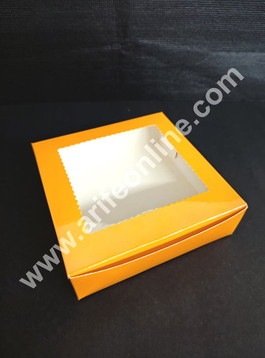 4 Cavity Brownie Boxes with Clear Window Orange color | Brownie Carriers - 10 Pcs Pack (MOQ 12 PACK)