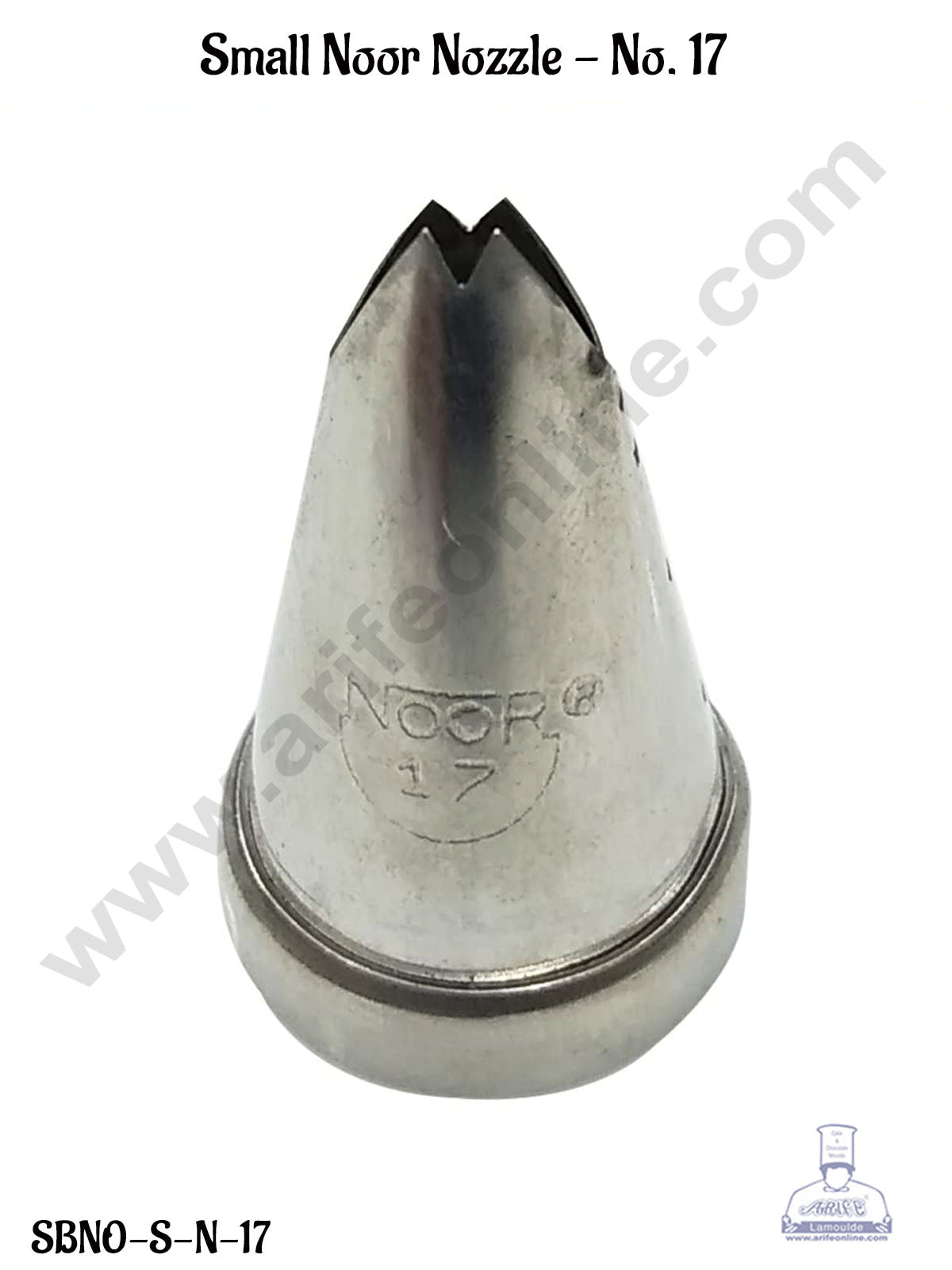 Small Noor Cake Icing Tip Nozzle No. 17 Shape Icing Nozzle with Collar Ring | Piping Steel Nozzle  (MOQ 50 PCS)