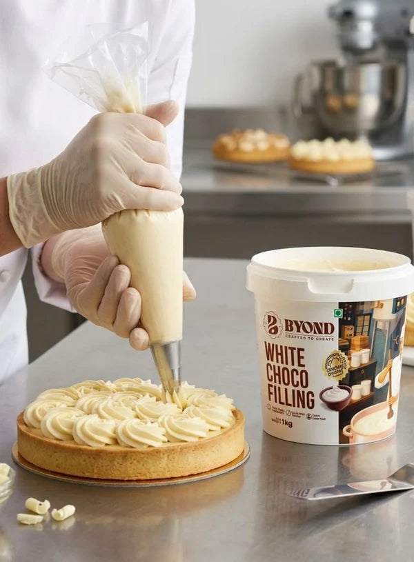 BYOND White Choco Filling | Ready-to-Use White Chocolate Filling for Cakes, Pastries & Desserts (1 Kg) (Beyond-WCF)