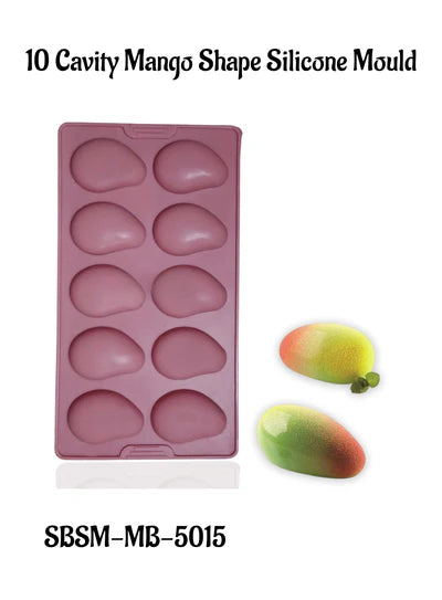 10-Cavity Mango Shaped Silicone Dessert Mould | Multi-Slot Non-Stick Flexible Mousse & Cake Mold for Entremet, Chocolate, Ice Cream & Frozen Desserts (SBSM-MB-5015)  (ARD)