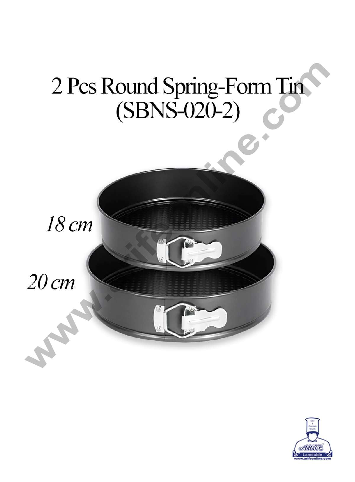 2 Pcs Round Non-Stick Spring-Form Tin | Cake Mould | Bakeware Pan - (SBNS-020-2) (MOQ 12 PCS) (AID)