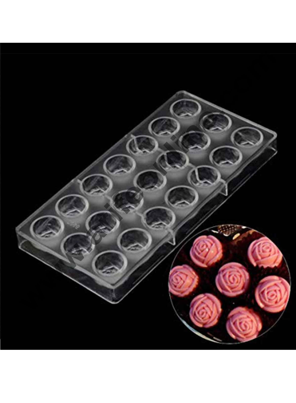 Cake Decor 21 Cavity Rose Flower Shape Polycarbonate Jelly Candy Mould