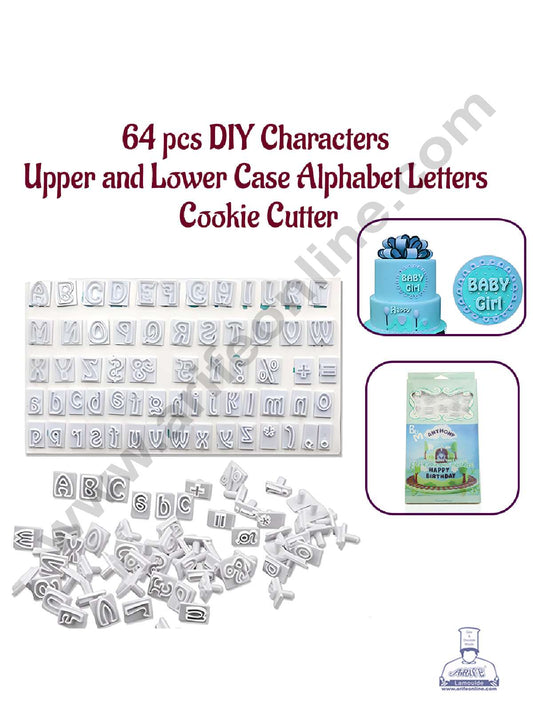 64pcs DIY Characters-Upper and Lower Case Alphabet Letters Cookie Cutter Plastic Fondant Cutter Baking Mold Cake Decorating Tool ZN-4008 (MOQ 12 PCS)   (AAD)