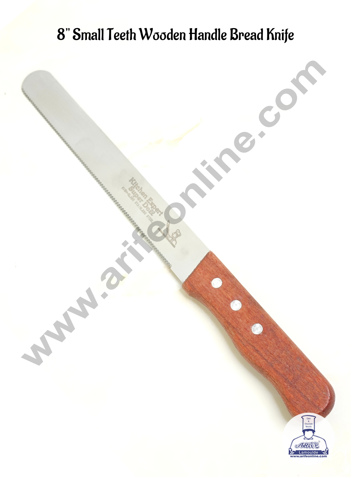 8" Small Teeth Wooden Handle Bread Knife | Cake Slicer (MOQ 12 PCS) (FD)