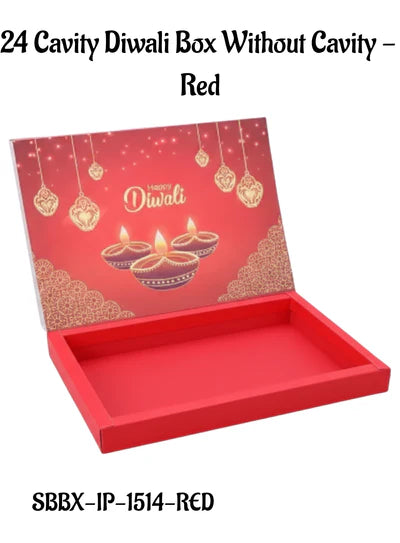 24 Cavity Diwali Sliding Hamper Box Without Cavity - Red (1 Piece Pack) -  (MOQ 50 PCS)