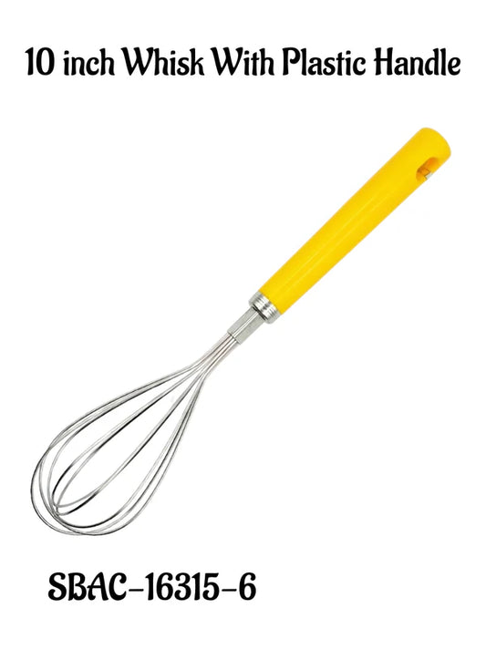 10 inch Stainless Steel Whisk | Plastic Hand Blender Egg Beater for Whisking & Baking (SBAC-16315-6)  (MOQ 12 PCS) (RE)