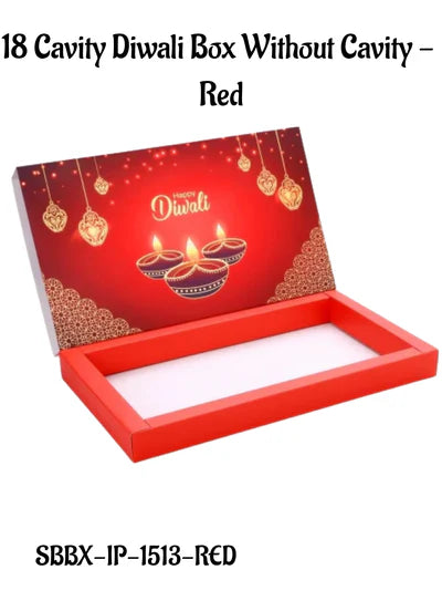 18 Cavity Diwali Sliding Hamper Box Without Cavity - Red (1 Piece Pack) - (MOQ 50 PCS)