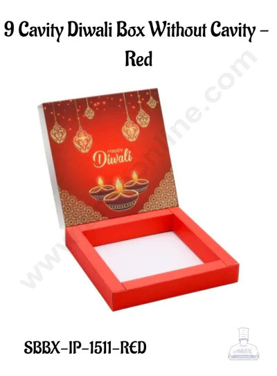 9 Cavity Diwali Sliding Hamper Box Without Cavity - Red (1 Piece Pack)  (MOQ 50 PCS)