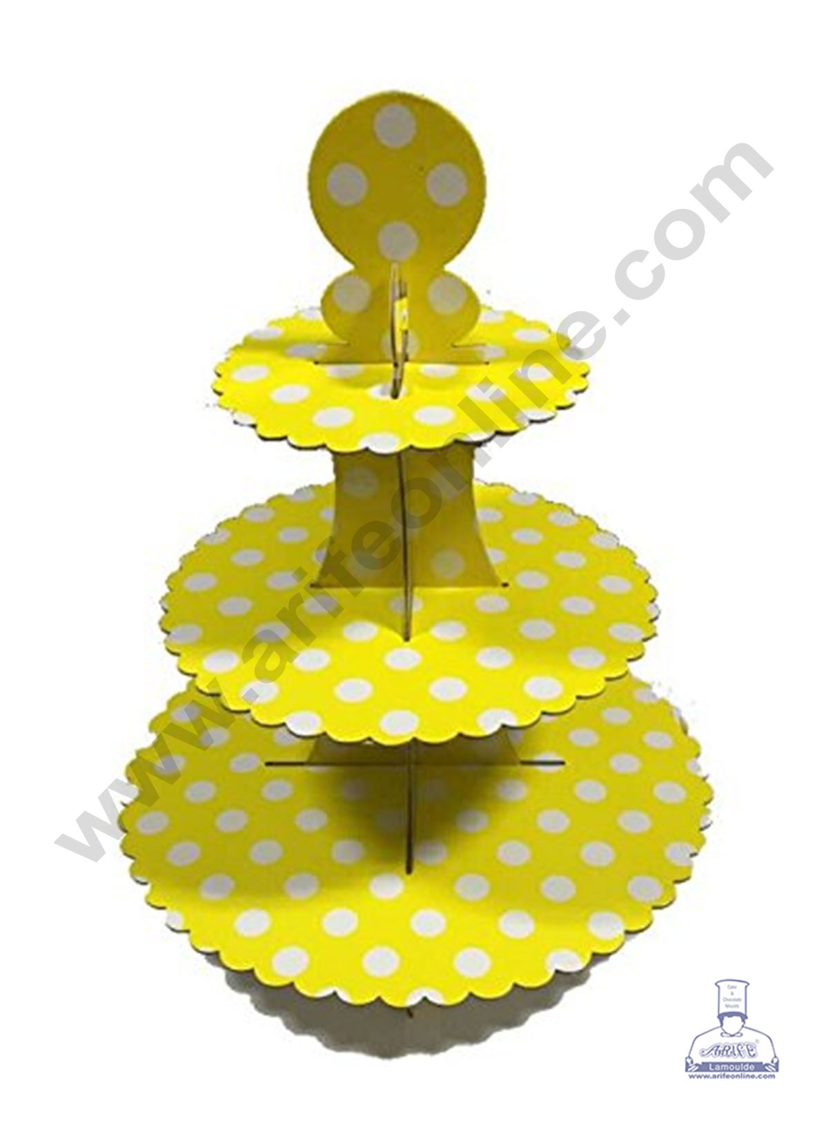 Cake Decor™ 3 Tier Large Polka Dots Printed Round Cardboard Cupcake Stand