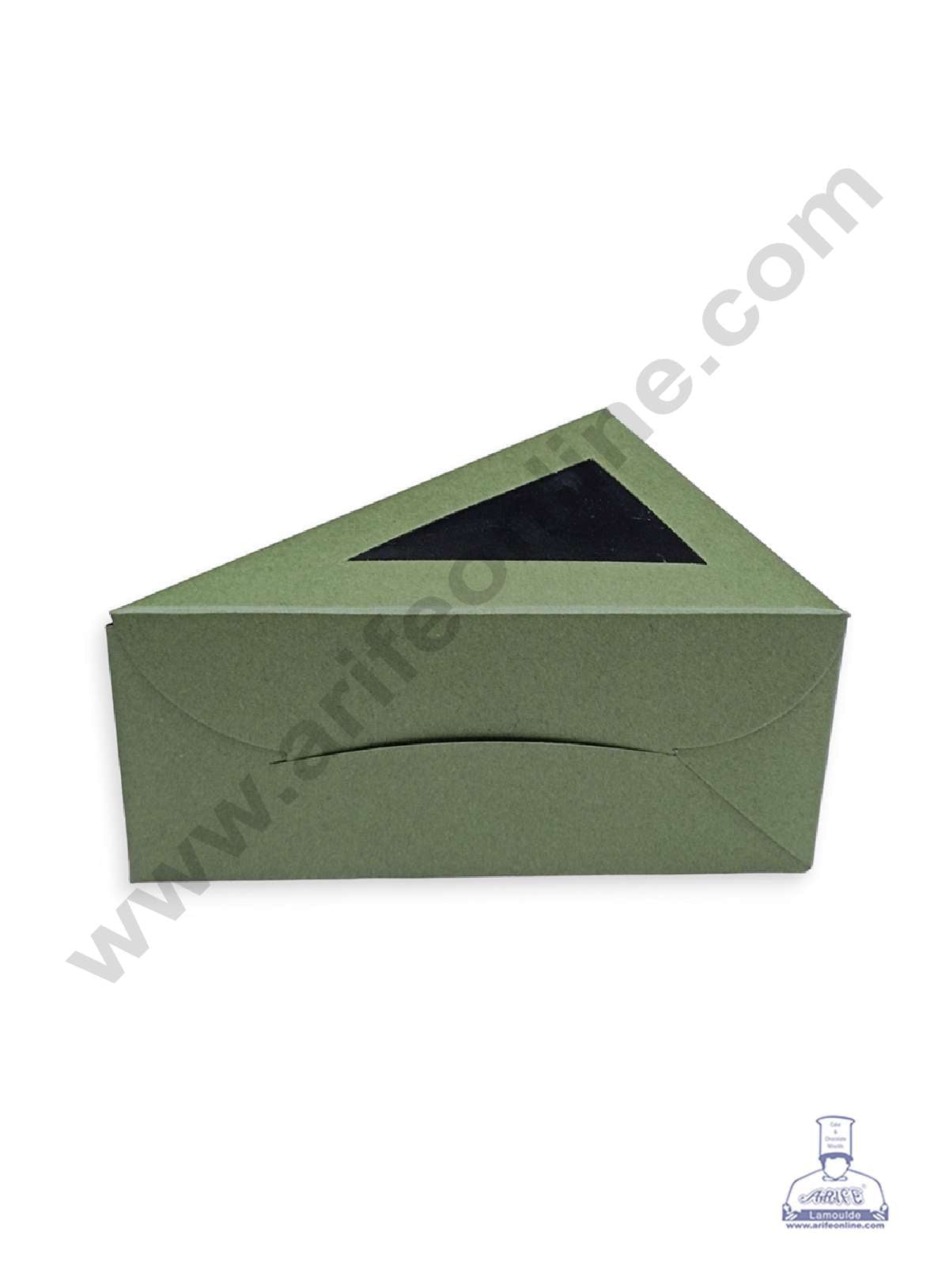 1 Cake Slice Box | Triangle Shape Cheese Slice Box | Pastry Box | Chocolate Box - Dark Olive Green (10 pcs Pack) (MOQ 10 PACK)