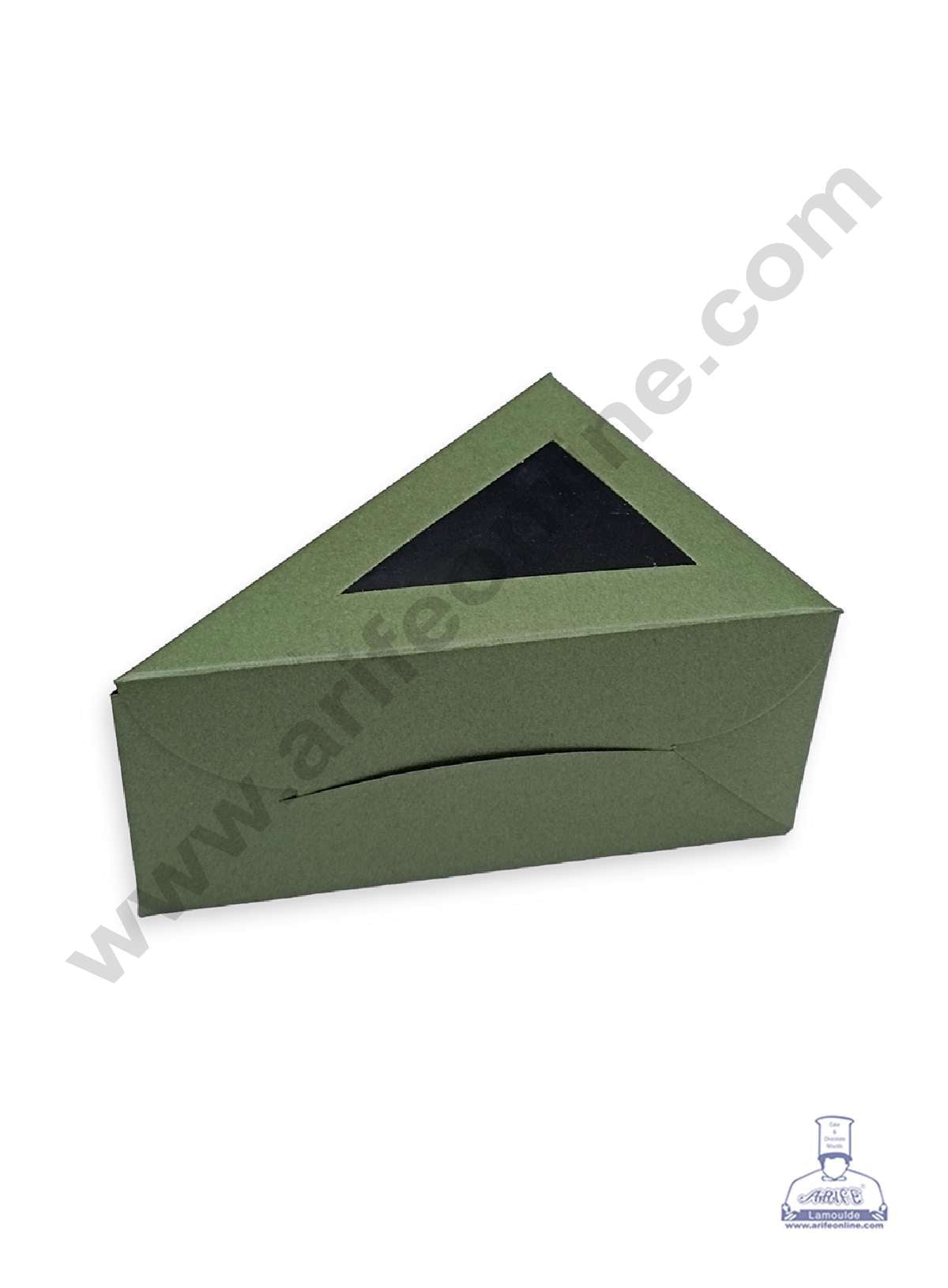 1 Cake Slice Box | Triangle Shape Cheese Slice Box | Pastry Box | Chocolate Box - Dark Olive Green (10 pcs Pack) (MOQ 10 PACK)