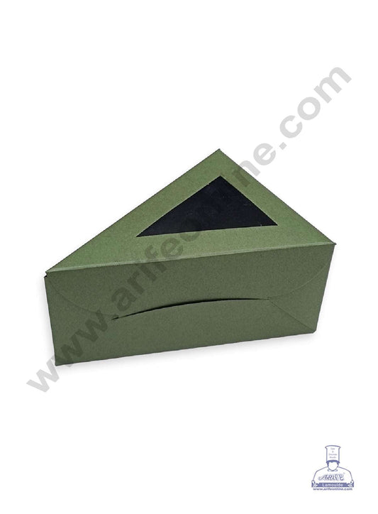 1 Cake Slice Box | Triangle Shape Cheese Slice Box | Pastry Box | Chocolate Box - Dark Olive Green (10 pcs Pack) (MOQ 10 PACK)