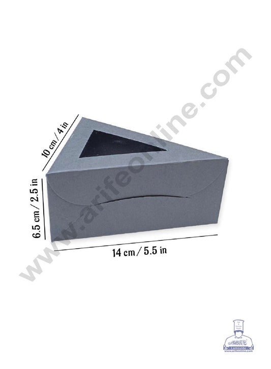 1 Cake Slice Box | Triangle Shape Cheese Slice Box | Pastry Box | Chocolate Box - Dark Grey (10 pcs Pack)  (MOQ 10 PACK)
