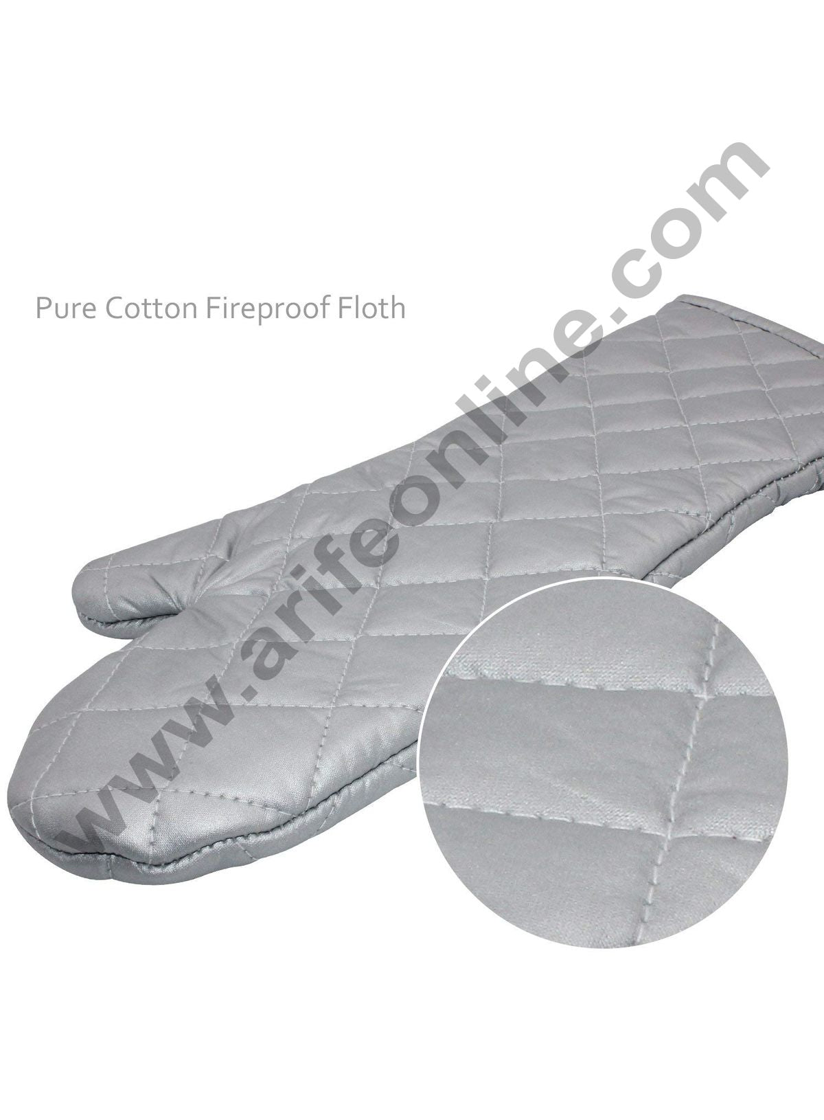 Cake Decor Silver Coated Extra Long Oven Gloves Heat Resistant for Kitchen Cooking (Set of 2)