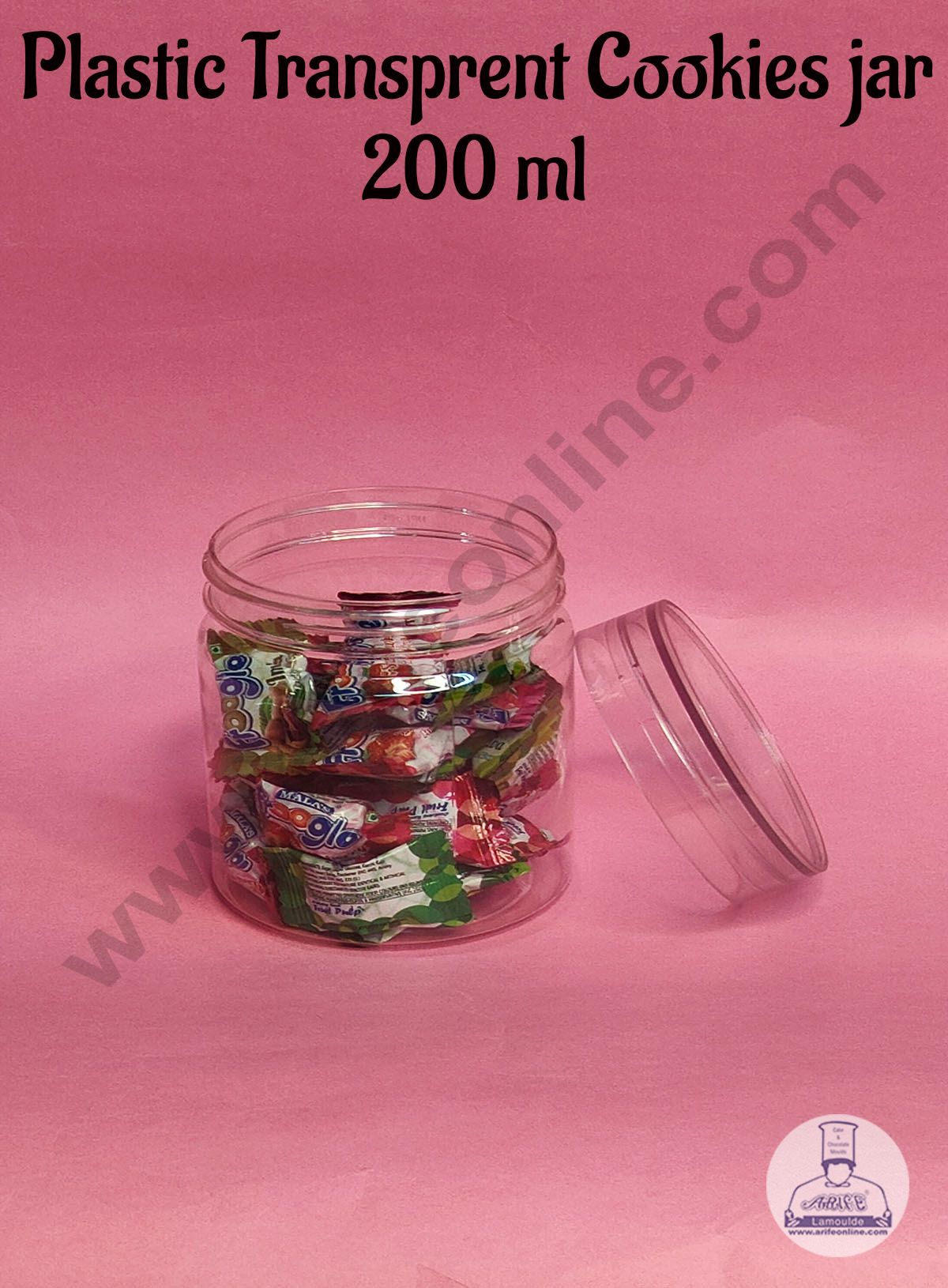 1 Piece Tall Plastic Transparent Cookies Jar With Clear Cap  - 200 ml (MOQ 100 PCS) (RR)