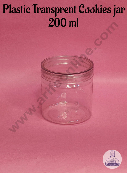 1 Piece Tall Plastic Transparent Cookies Jar With Clear Cap  - 200 ml (MOQ 100 PCS) (RR)