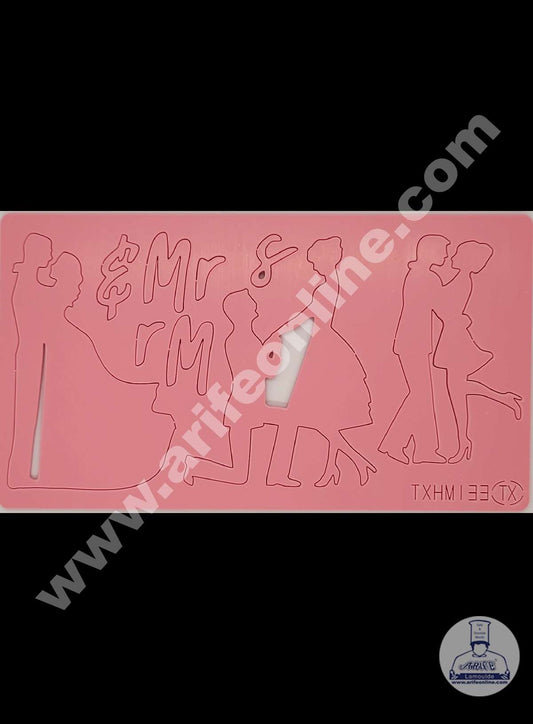 Cake Decor Mr and Mrs with Couple Shape Acrylic DIY Stamp Embossed Fondant Cake Decorating TXHMI-33