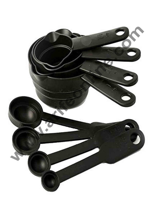 Cake Decor Black Measuring Cups And Spoons Set 8 Pcs,