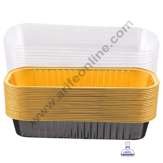 Rectangle  Aluminium Tin Foil Bake & Serve Cup with Lid | Aluminium Containers | Non-Stick Foil Baking container - Black-  2000 Pcs per cartoon (MOQ 1 CRTN) (L)