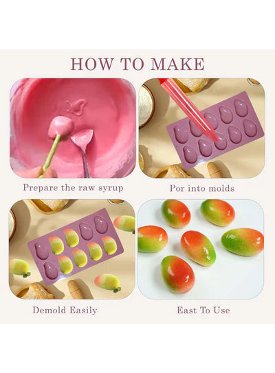 10-Cavity Mango Shaped Silicone Dessert Mould | Multi-Slot Non-Stick Flexible Mousse & Cake Mold for Entremet, Chocolate, Ice Cream & Frozen Desserts (SBSM-MB-5015)  (ARD)