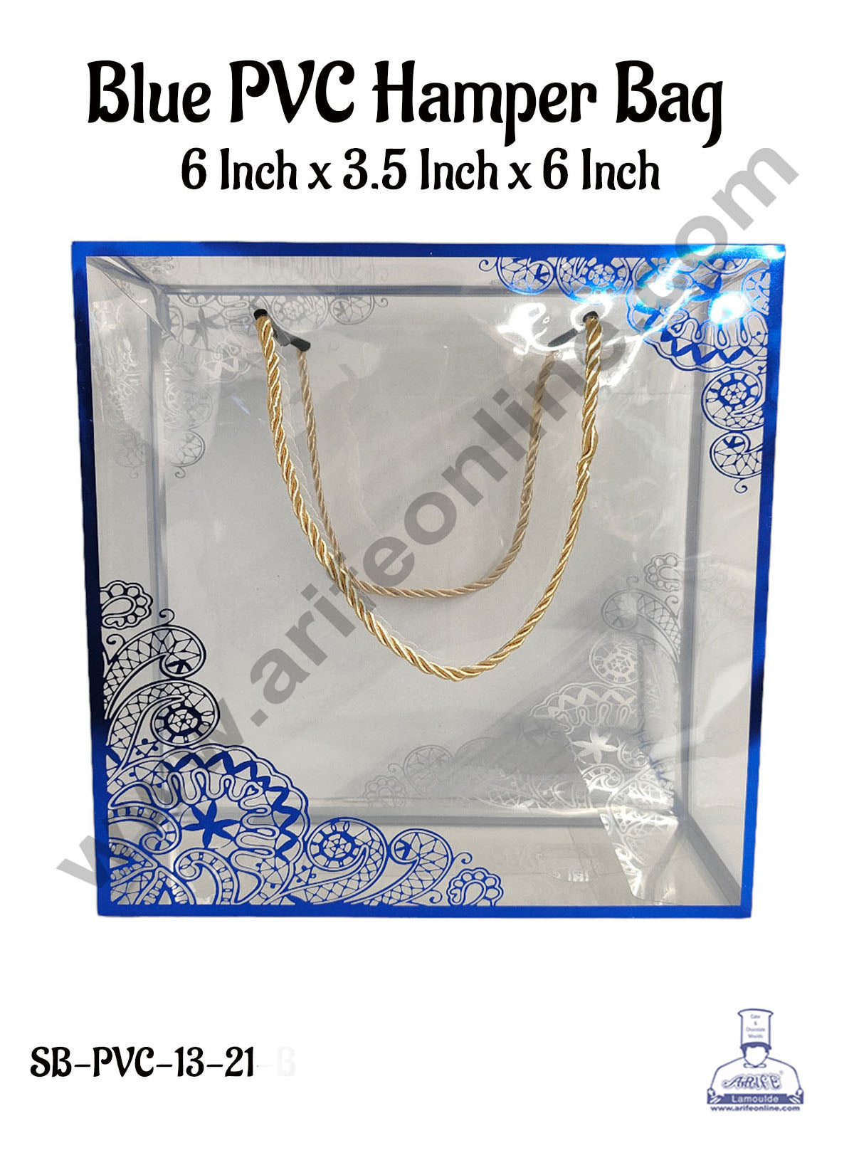 Blue Pattern PVC Hamper Bag - 6 X 3.5 X 6 Inch | Gift Box | Gift Bag with Handle (MOQ 100 PCS) (IU)