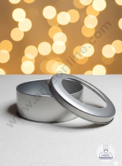 Dream Tin with Window (IMP) | Dream Cake Tin | Torte cake | Cookie |Silver|13.5 cm x 5 cm|Big  (OD)