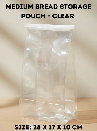 Medium bread pouch With Window-Clear- (28 X 17 X 10 cm) (Pack of 10) (SB-ZP-18) (MOQ 12 PACK)